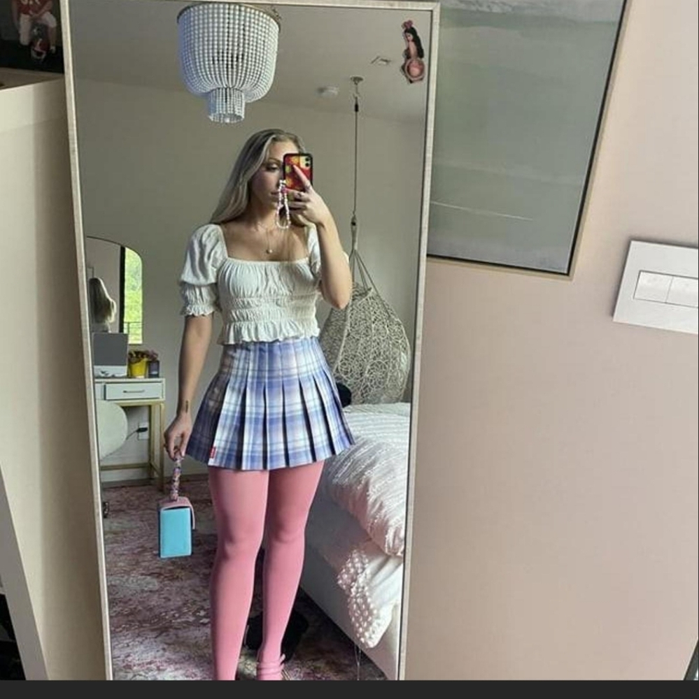 Teddy Fresh Pleated Plaid Skirt Size L